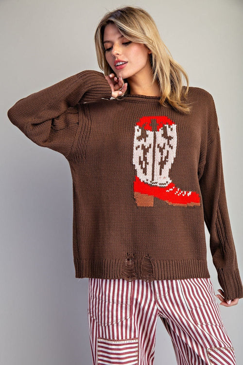 Boots Sweater - Cowhide and Conchos