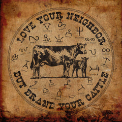 Brand Your Cattle Glass Cutting Board/Charcuterie/Trivet - Cowhide and Conchos