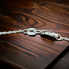 Bright Silver 1 mm Reverse Rope Chain - 18 inch - Cowhide and Conchos