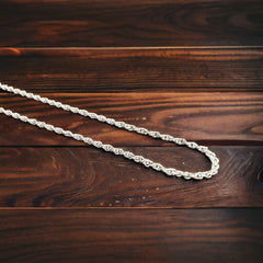 Bright Silver 1 mm Reverse Rope Chain - 18 inch - Cowhide and Conchos