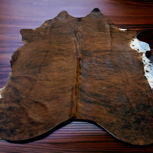 Brindle Jumbo Cowhide Rug - Size 7 - 8ft - Cowhide and Conchos