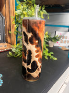 Brown Cowhide Tumbler - Cowhide and Conchos
