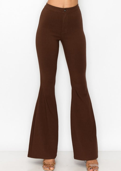 Brown Super Stretch Bell Pant - Large & XL remaining - Cowhide and Conchos
