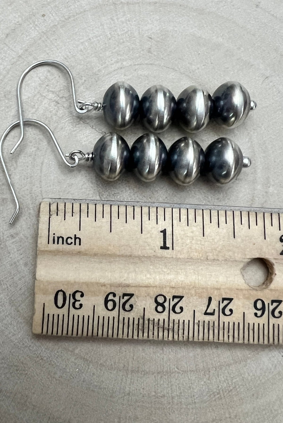 Bryannen Halwood Navajo Pearl Earrings — 2" Sterling Silver (Handcrafted by Navajo Artist) - Cowhide and Conchos