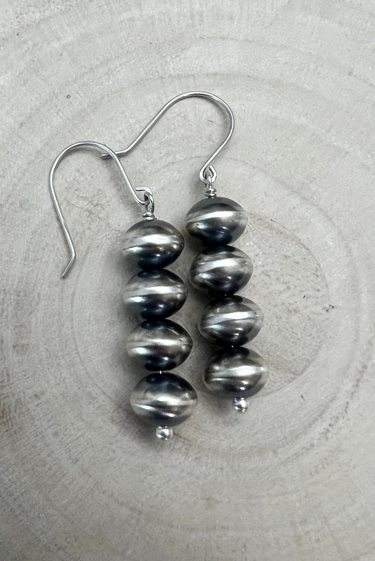 Bryannen Halwood Navajo Pearl Earrings — 2" Sterling Silver (Handcrafted by Navajo Artist) - Cowhide and Conchos