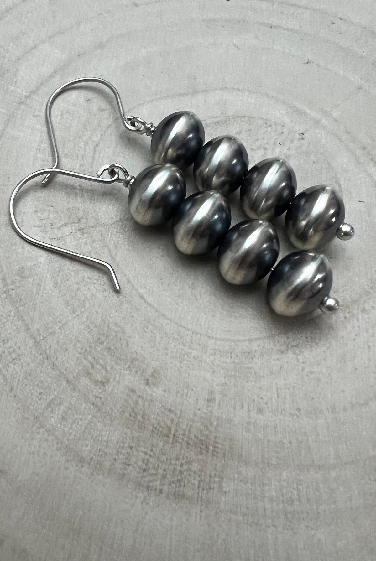 Bryannen Halwood Navajo Pearl Earrings — 2" Sterling Silver (Handcrafted by Navajo Artist) - Cowhide and Conchos