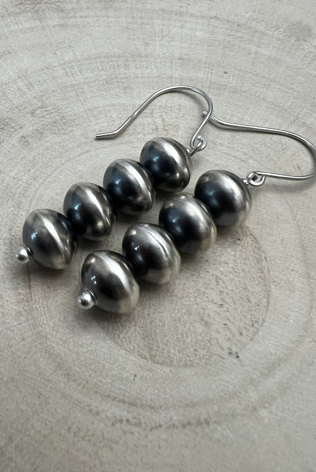 Bryannen Halwood Navajo Pearl Earrings — 2" Sterling Silver (Handcrafted by Navajo Artist) - Cowhide and Conchos