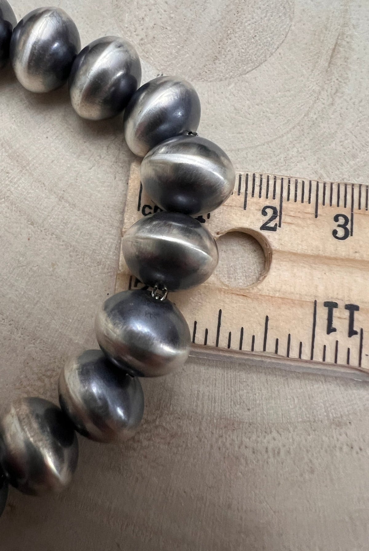 Bryannen Halwood Navajo Sterling Silver Handcrafted Navajo Pearl Necklace — 16" (10mm×13mm Beads, Heirloom) - Cowhide and Conchos
