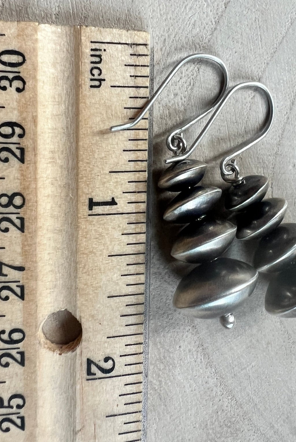 Bryannen Halwood Sterling Silver Navajo Pearl Earrings — 1 3/4 inch (Handcrafted by Navajo Artist) - Cowhide and Conchos
