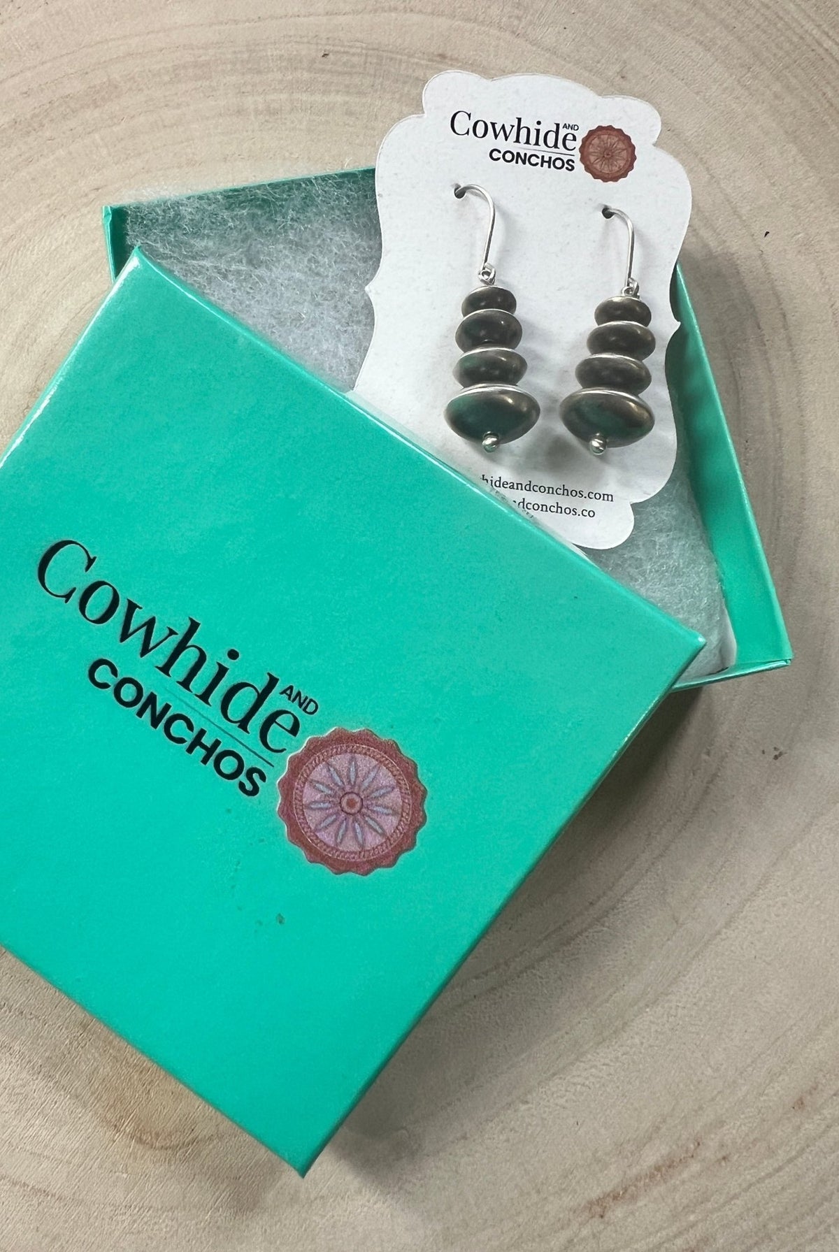 Bryannen Halwood Sterling Silver Navajo Pearl Earrings — 1 3/4 inch (Handcrafted by Navajo Artist) - Cowhide and Conchos