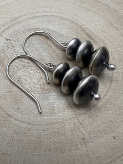 Bryannen Halwood Sterling Silver Navajo Pearl Earrings - Cowhide and Conchos