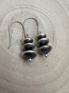 Bryannen Halwood Sterling Silver Navajo Pearl Earrings - Cowhide and Conchos