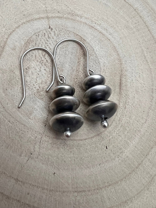 Bryannen Halwood Sterling Silver Navajo Pearl Earrings - Cowhide and Conchos