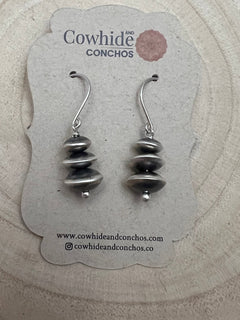 Bryannen Halwood Sterling Silver Navajo Pearl Earrings - Cowhide and Conchos