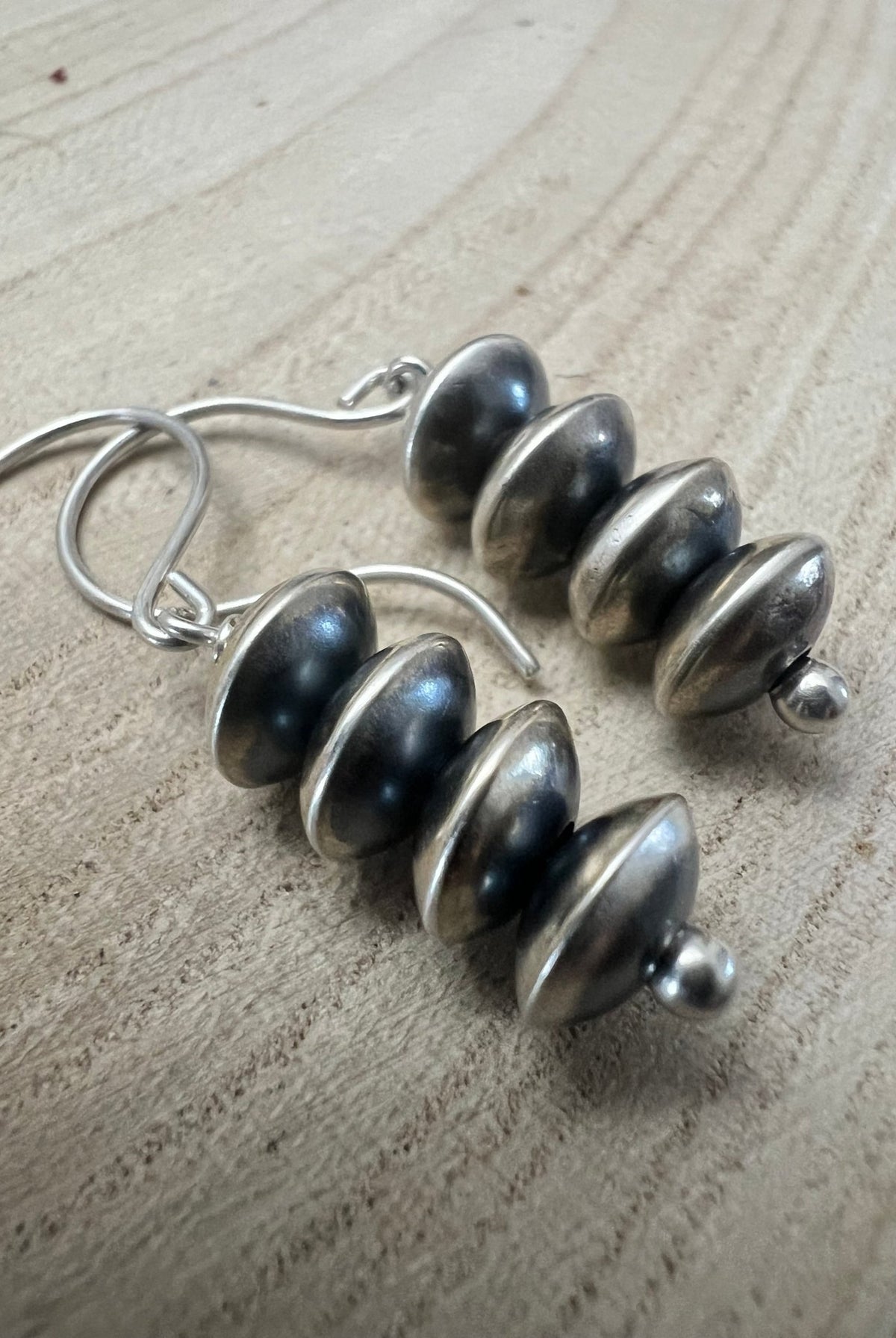 Bryannen Halwood Sterling Silver Navajo Pearl Earrings111 - Cowhide and Conchos