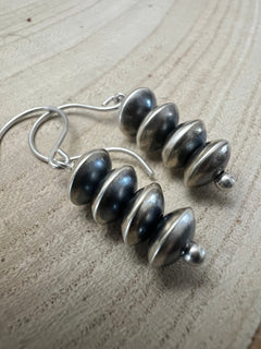 Bryannen Halwood Sterling Silver Navajo Pearl Earrings111 - Cowhide and Conchos