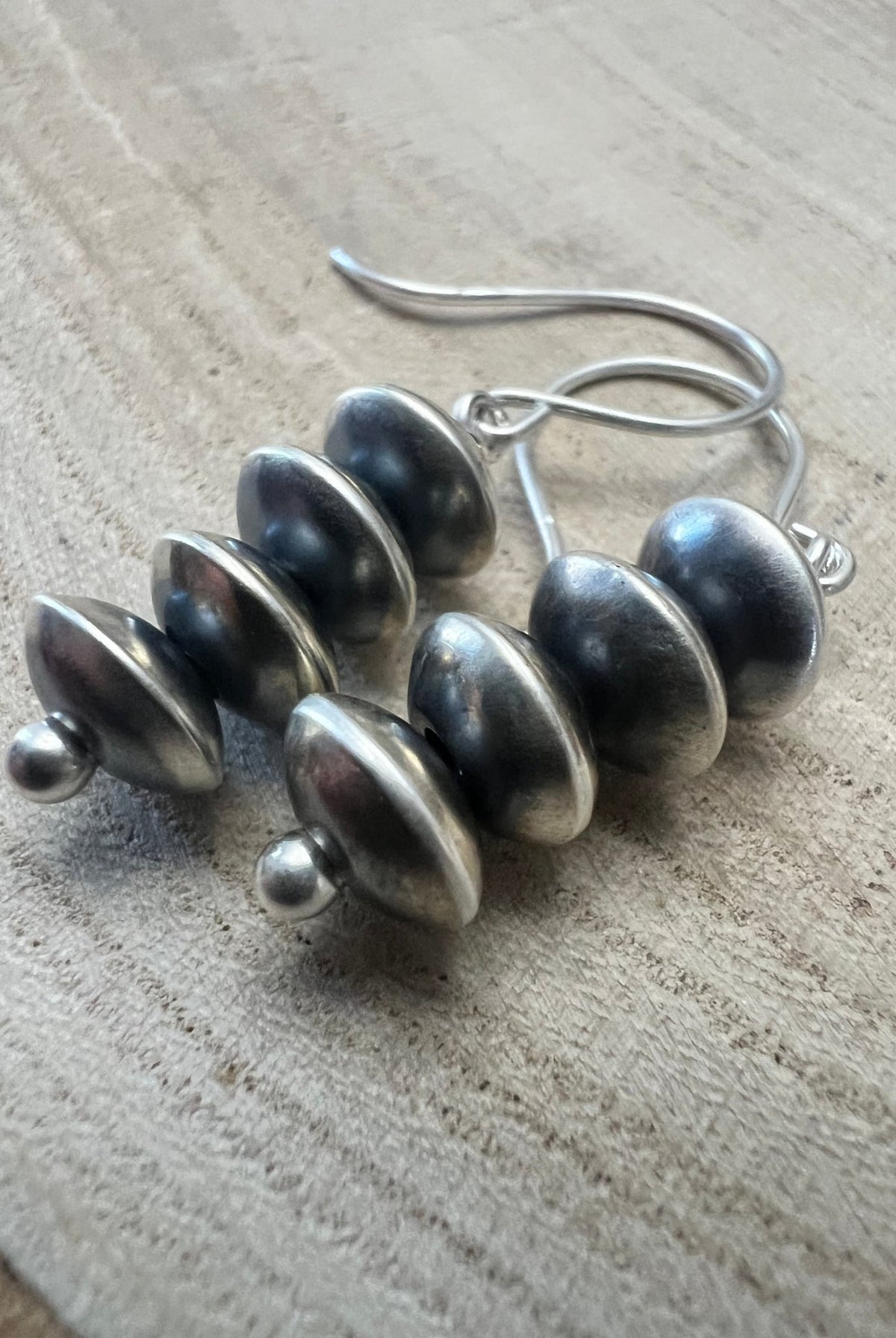 Bryannen Halwood Sterling Silver Navajo Pearl Earrings111 - Cowhide and Conchos