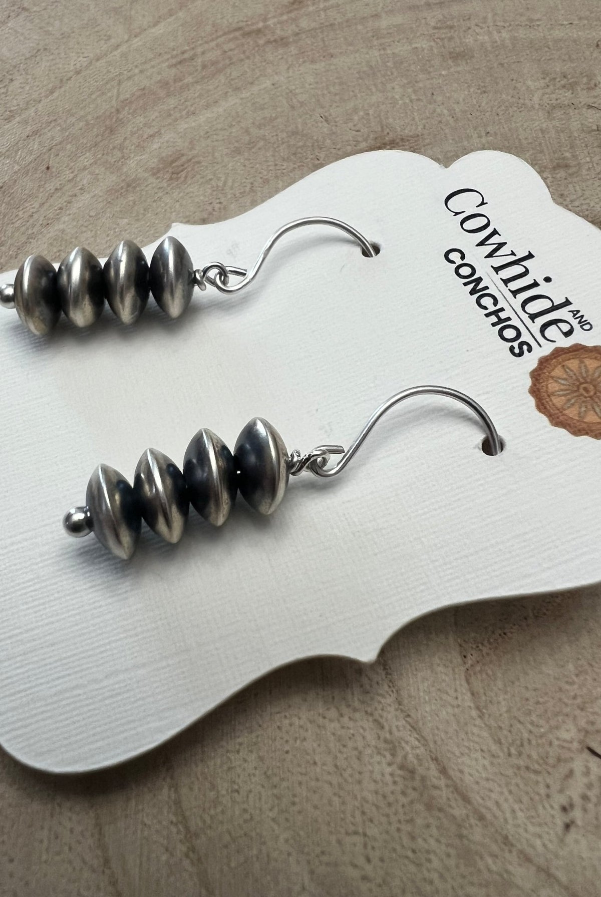 Bryannen Halwood Sterling Silver Navajo Pearl Earrings111 - Cowhide and Conchos