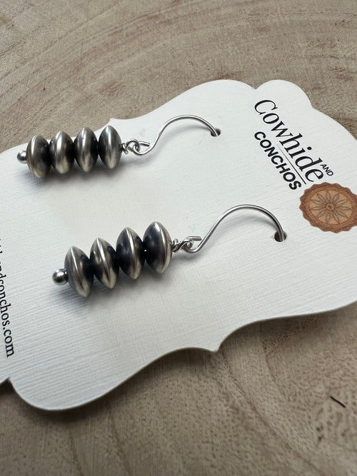 Bryannen Halwood Sterling Silver Navajo Pearl Earrings111 - Cowhide and Conchos