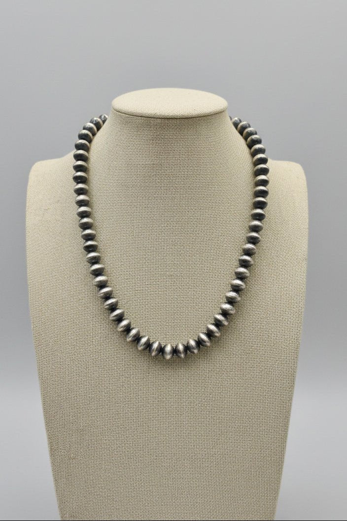 Bryannen Halwood Sterling Silver Navajo Pearl Necklace 18" - Cowhide and Conchos