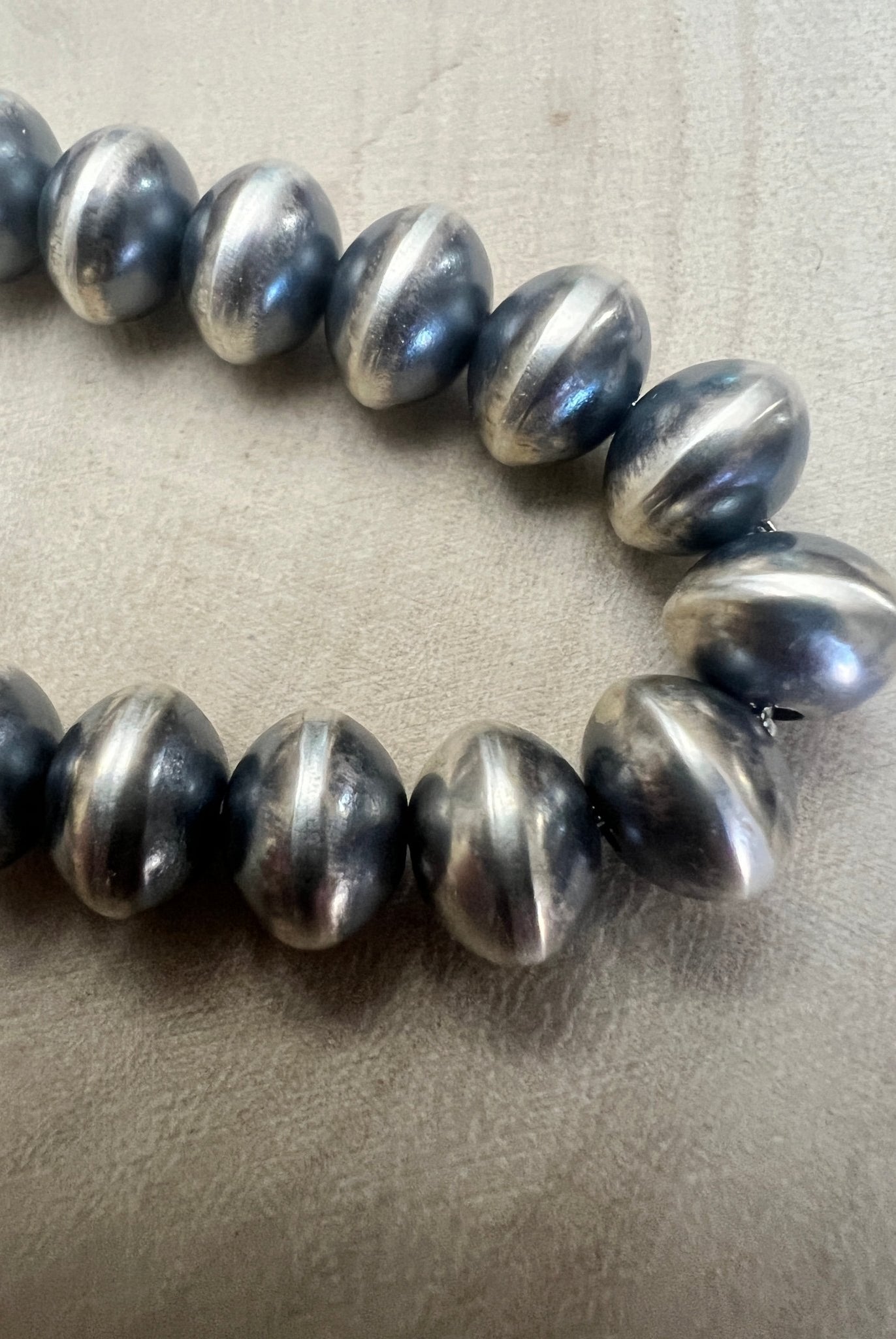 Bryannen Halwood Sterling Silver Navajo Pearl Necklace 18" - Cowhide and Conchos