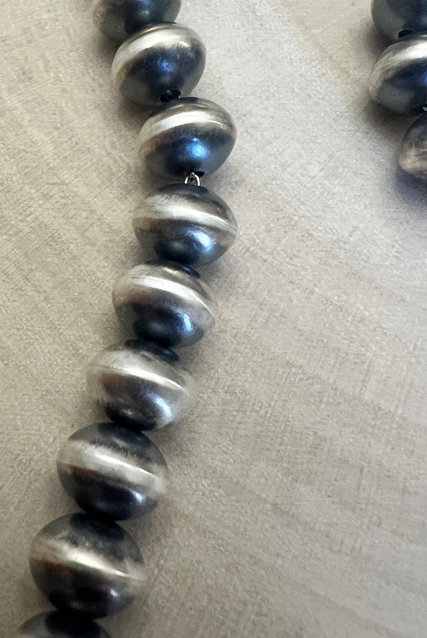 Bryannen Halwood Sterling Silver Navajo Pearl Necklace 18" - Cowhide and Conchos