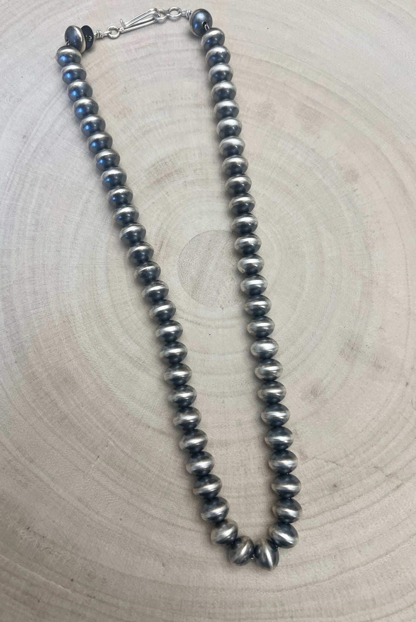 Bryannen Halwood Sterling Silver Navajo Pearl Necklace 18" - Cowhide and Conchos