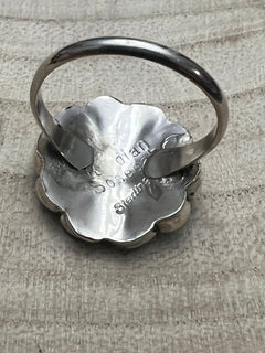 Burdian Soseeah Multi - Stone & Sterling Silver Ring - Size 7.5 - Cowhide and Conchos