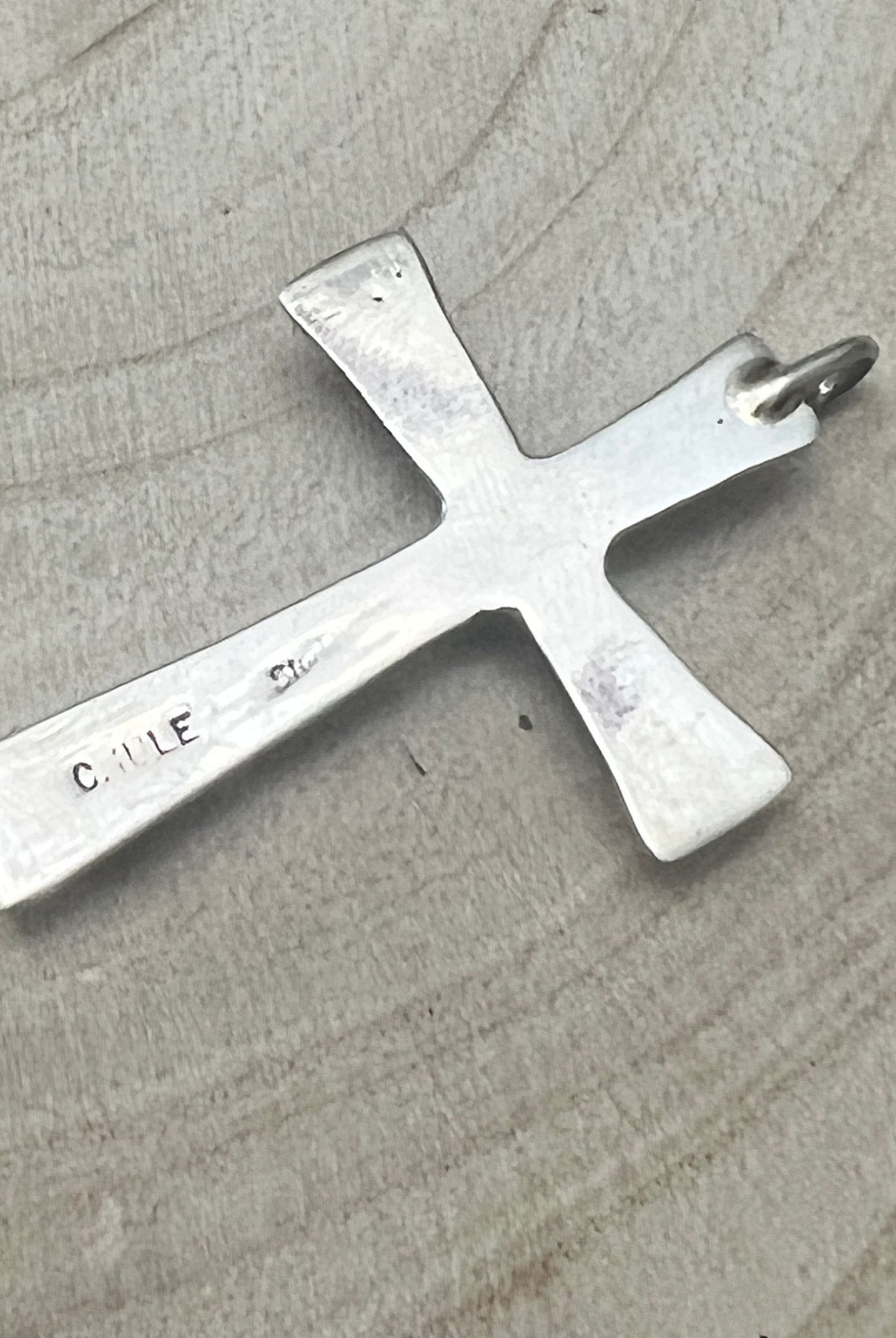 C. Iule Zuni Handmade Turquoise Cross Pendant - Cowhide and Conchos
