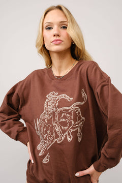 Bull Rider Embroidered Sweatshirt - large remaining