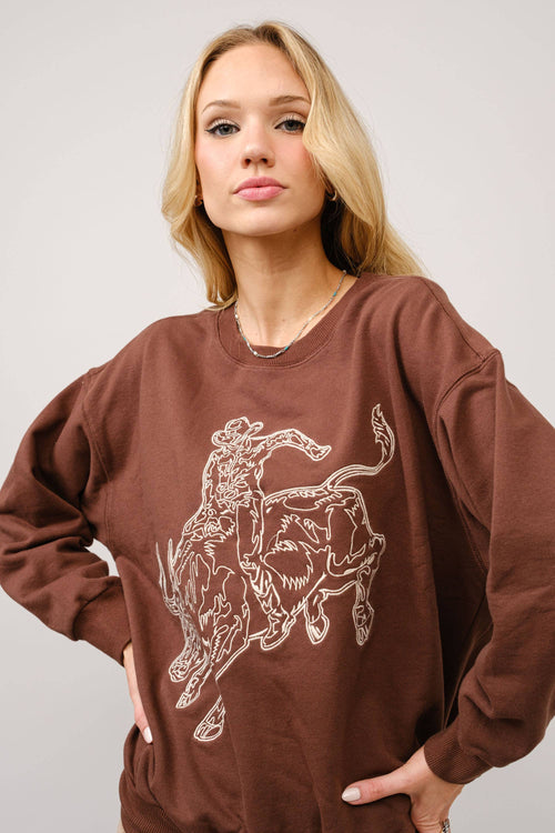 Bull Rider Embroidered Sweatshirt - large remaining