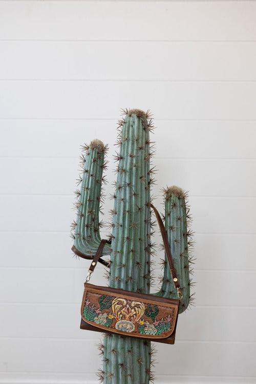 Cactus Fields Genuine Leather Western Bag - Cowhide and Conchos
