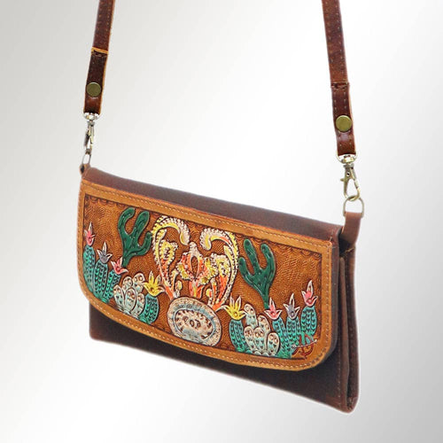Cactus Fields Genuine Leather Western Bag - Cowhide and Conchos