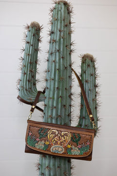 Cactus Fields Genuine Leather Western Bag - Cowhide and Conchos