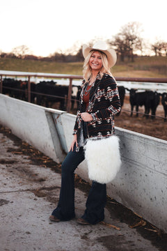 Calgary Open Front Cardigan - Medium available - Cowhide and Conchos