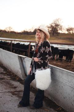 Calgary Open Front Cardigan - Medium available - Cowhide and Conchos
