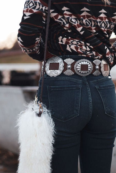 Calgary Open Front Cardigan - Medium available - Cowhide and Conchos