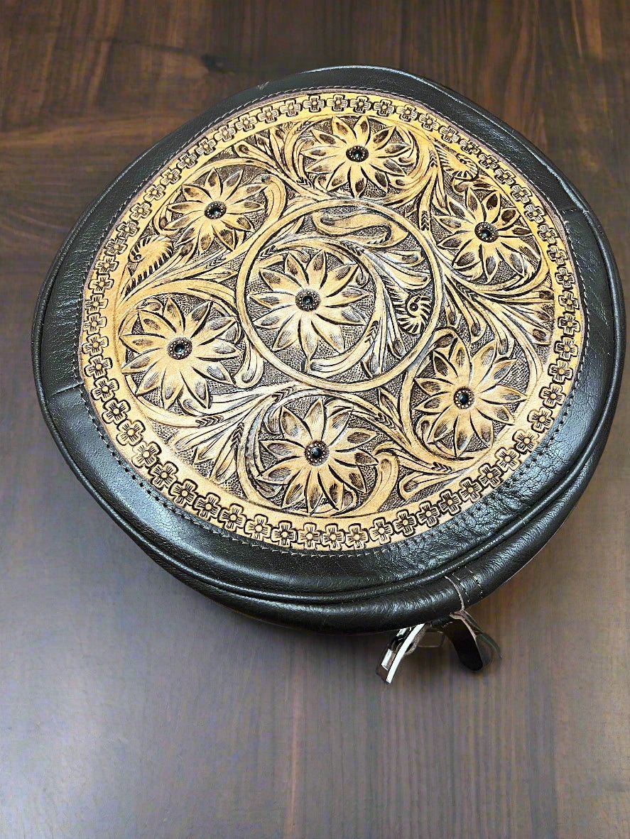 Canteen Bag - Vintage Leather & Hair on Hide - Cowhide and Conchos