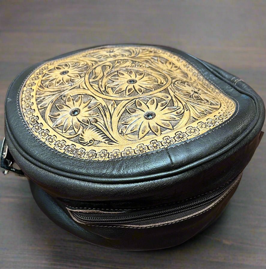 Canteen Bag - Vintage Leather & Hair on Hide - Cowhide and Conchos