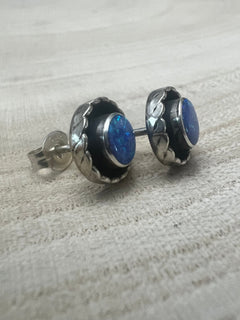 Carina Leekity Opalite Post Earrings - Small but not petite - Cowhide and Conchos