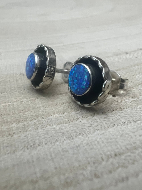 Carina Leekity Opalite Post Earrings - Small but not petite - Cowhide and Conchos