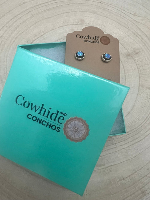 Carina Leekity Opalite Post Earrings - Small but not petite - Cowhide and Conchos