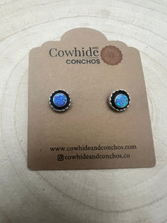 Carina Leekity Opalite Post Earrings - Small but not petite - Cowhide and Conchos