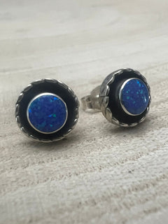 Carina Leekity Opalite Post Earrings - Small but not petite - Cowhide and Conchos