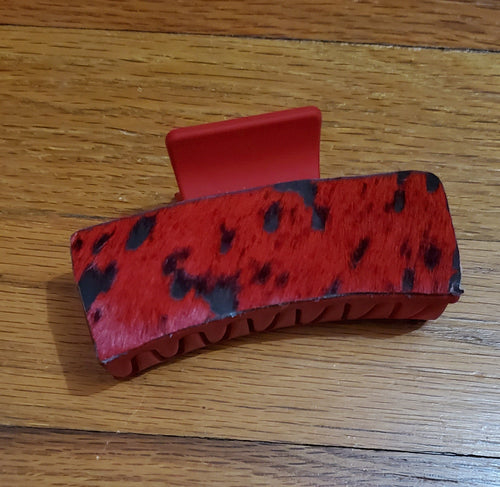 Cheeky's Hair on Hide Claw Clip - Cowhide and Conchos
