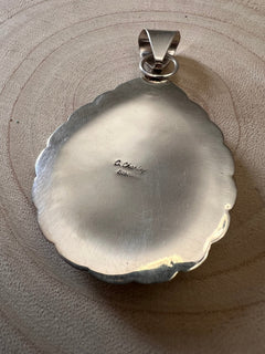 Chester Charley Turquoise & Sterling Silver Pendant - Cowhide and Conchos