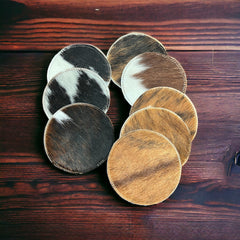 Classic Cowhide Coasters - 1 each - Cowhide and Conchos