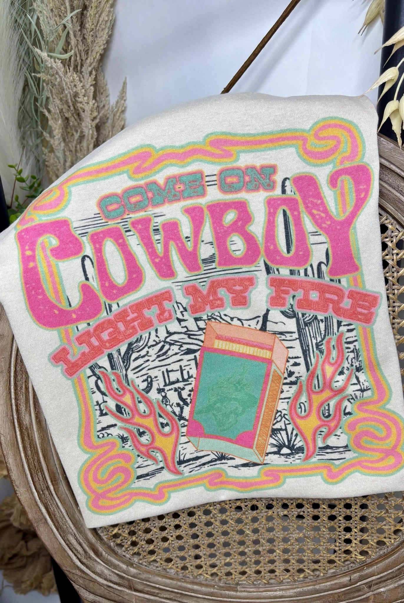 C'mon Cowboy - Light My Fire T-Shirt - Cowhide and Conchos