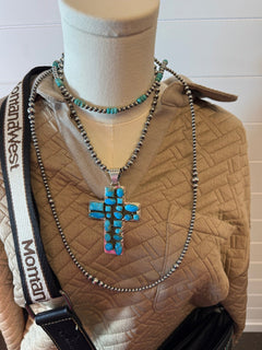 Collared Quilted Knit Top - Cowhide and Conchos