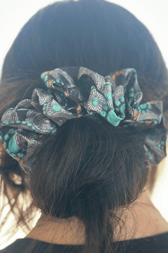 Concho Queen Scrunchie - Cowhide and Conchos
